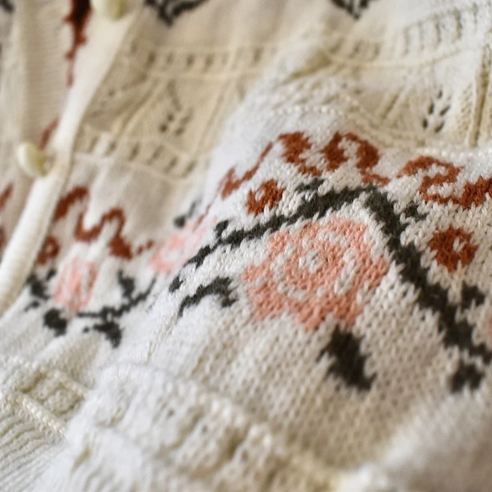 L- Enhance Vintage Floral Warm Cotton Australian Cardigan‎